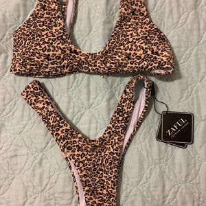 High Leg Leopard Print Bikini